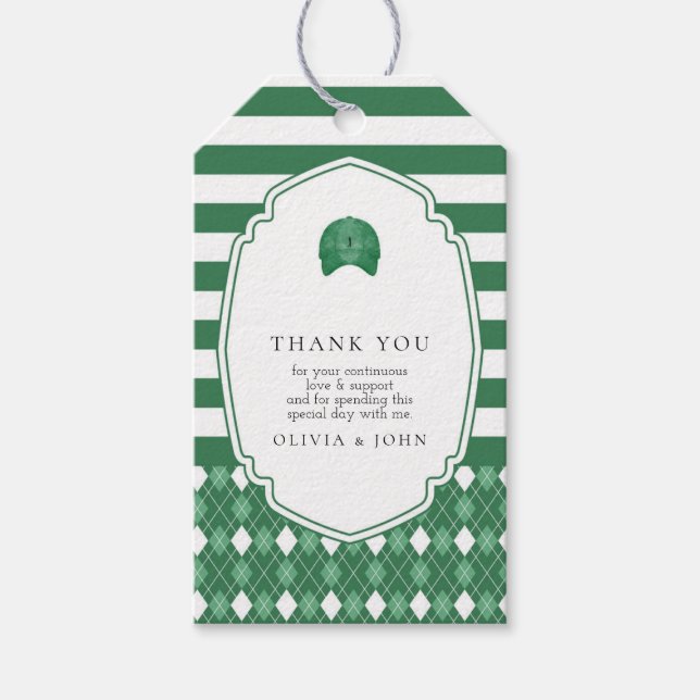 Green golf rectangle favour tag (Front)