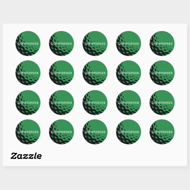 Green Golf Sticker with Name Customization (Sheet)
