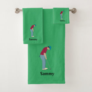 Green Golf Themed Bath Towel Set