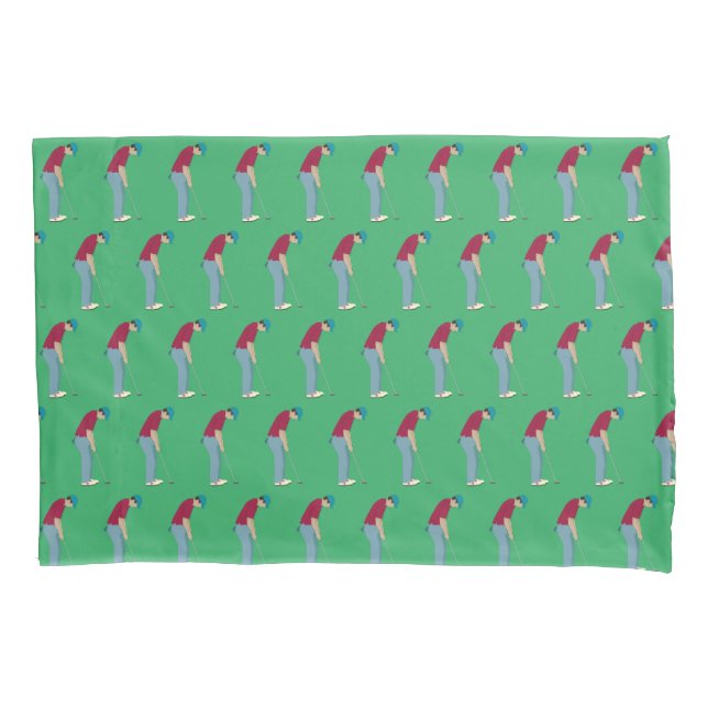 Green Golf Themed Pillowcase (Front-Left)