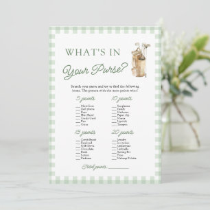 Green Golf What's In Your Purse Baby Shower Game Invitation