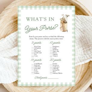 Green Golf What's In Your Purse Baby Shower Game Invitation