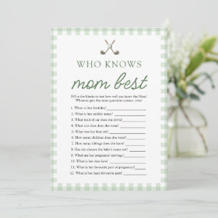 Green Golf Who Knows Mom Best Baby Shower Game Invitation