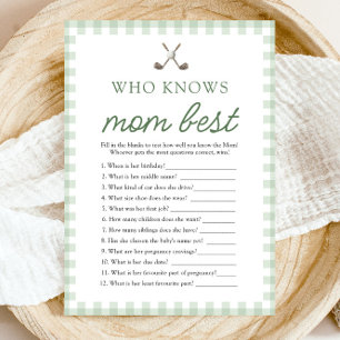 Green Golf Who Knows Mom Best Baby Shower Game Invitation