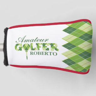 Green golfer argyle personalized cover