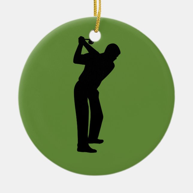 Green Golfer Custom Golfing Ceramic Ornament (Front)