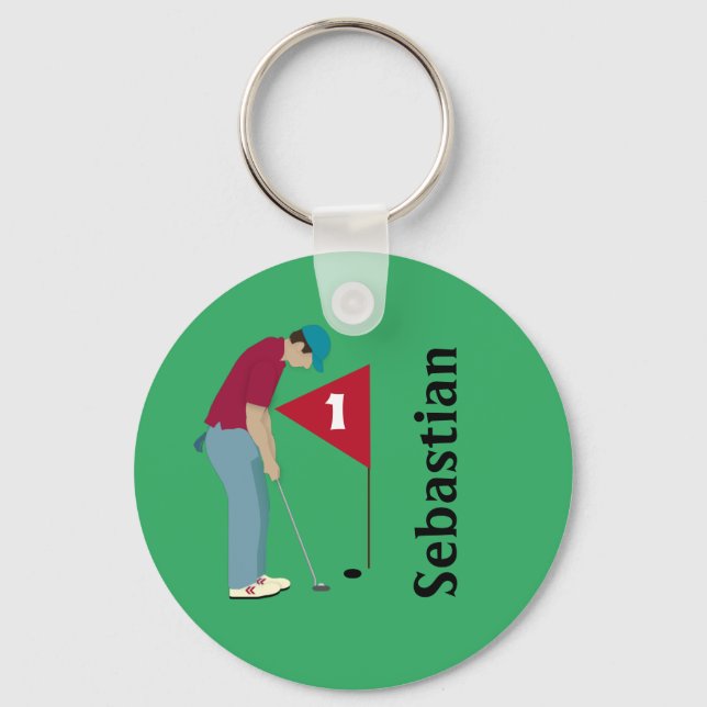 Green Golfer Putting Keychain (Front)