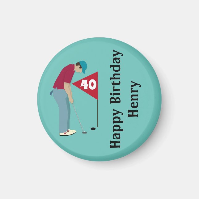 Green Golfer Putting  Magnet (Front)