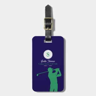 Green Golfer with Golf Club Elegant  Luggage Tag