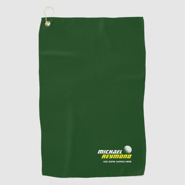 green golftowel with golfer name golf towel (Front)