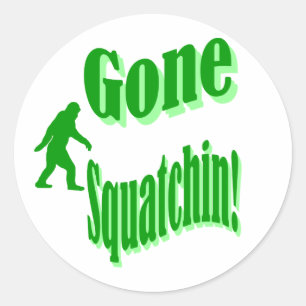 Green gone squatchin slogan text classic round sticker