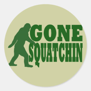 Green gone squatchin slogan text classic round sticker