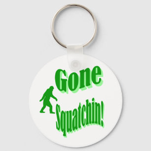 Green gone squatchin slogan text keychain