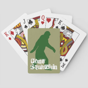 Green gone squatchin slogan text playing cards