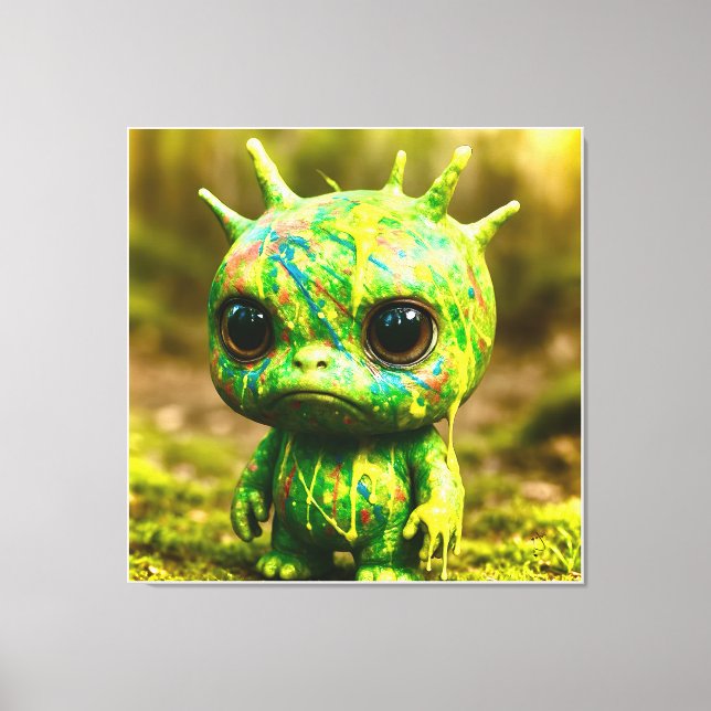 Green Goo Monster – Creepy Cute Canvas Print (Front)
