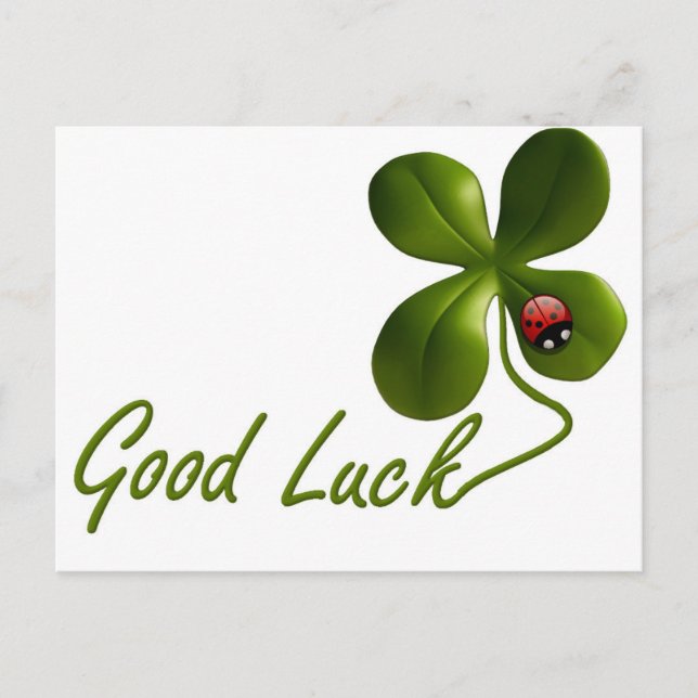 Green Good Luck Clover Ladybug St. Patrick's Day Postcard (Front)