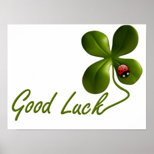 Green Good Luck Clover Ladybug St. Patrick's Day Poster