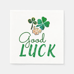 Green Good Luck Four Leaf Clover Shamrock Napkin