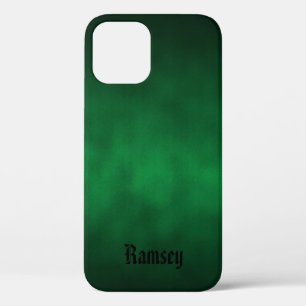 Green Gothic Ombre Art With Your Name iPhone 12 Case