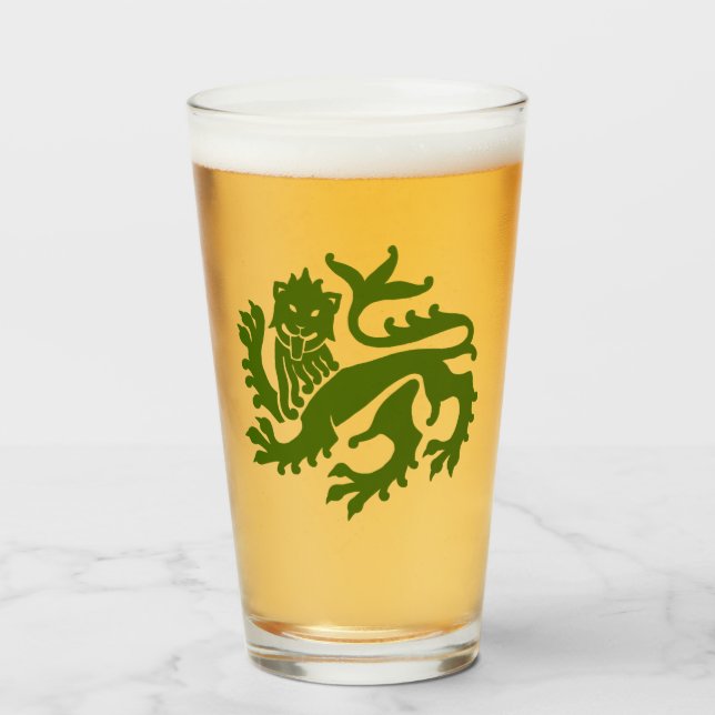 Green Gothic Revival Lion Glass (Front Filled)