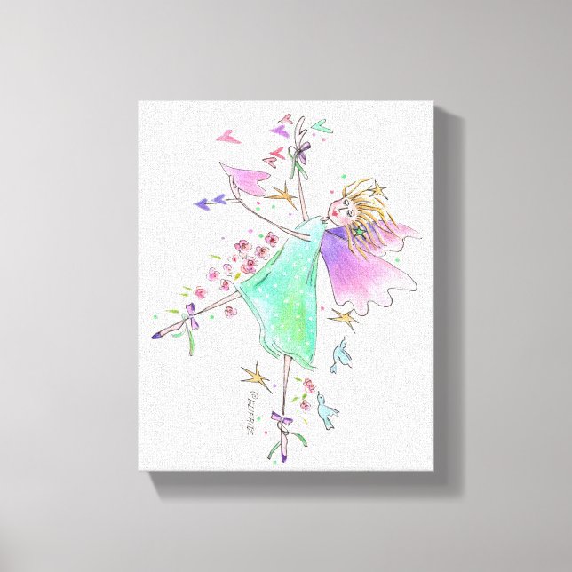 Green Gowned Angel Bringing Love and Peace Canvas (Front)