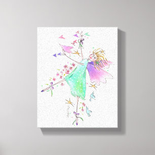 Green Gowned Angel Bringing Love and Peace Canvas Print