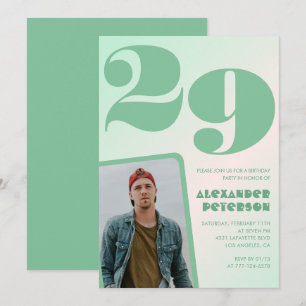 Green gradient 29th birthday invitations Boy Photo