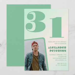 Green gradient 31st birthday invitations Boy Photo