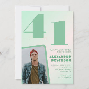 Green gradient 41st birthday invitations Boy Photo