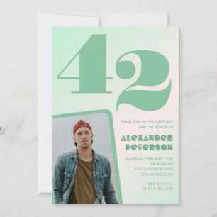 Green gradient 42nd birthday invitations Boy Photo