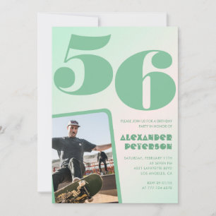 Green gradient 56th birthday invitations Boy Photo
