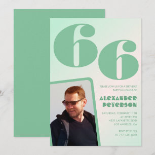 Green gradient 66th birthday invitations Boy Photo