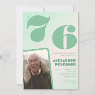 Green gradient 76th birthday invitations Boy Photo
