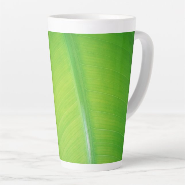 Green gradient Banana leaf texture pattern name Latte Mug (Right Angle)