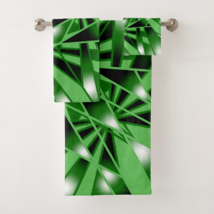 Green Gradient Colour Fill Art Perspective Drawing Bath Towel Set
