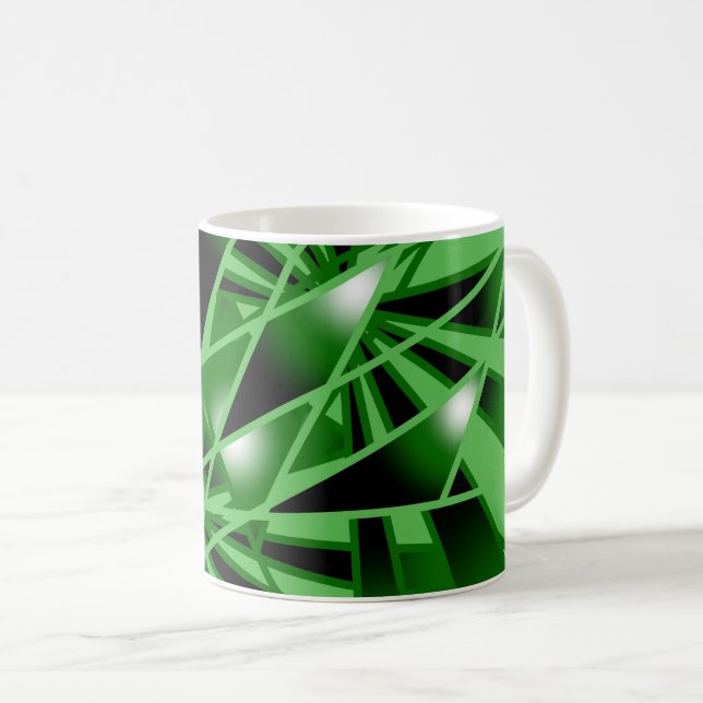 Green Gradient Colour Fill Art Perspective Drawing Coffee Mug (Front Right)