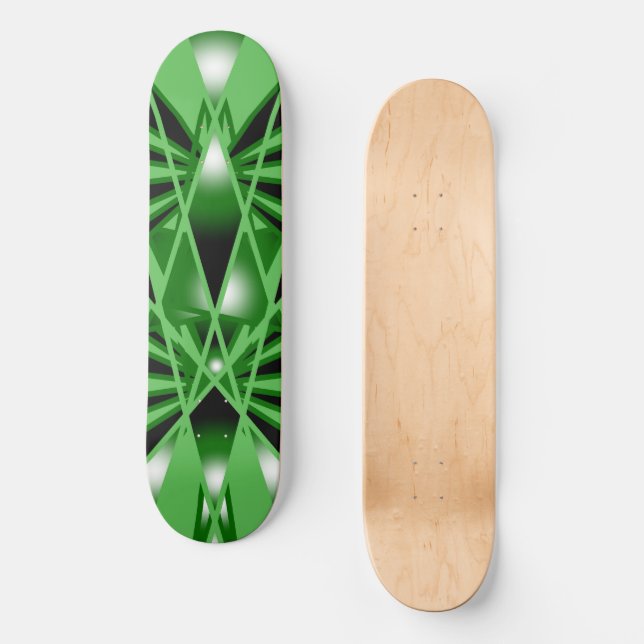 Green Gradient Colour Fill Art Perspective Drawing Skateboard (Front)