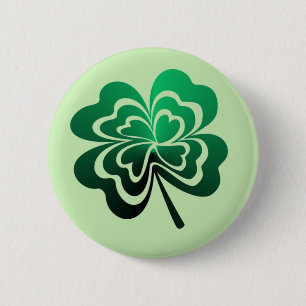 Green Gradient Four Leaf Clover 2 Inch Round Button