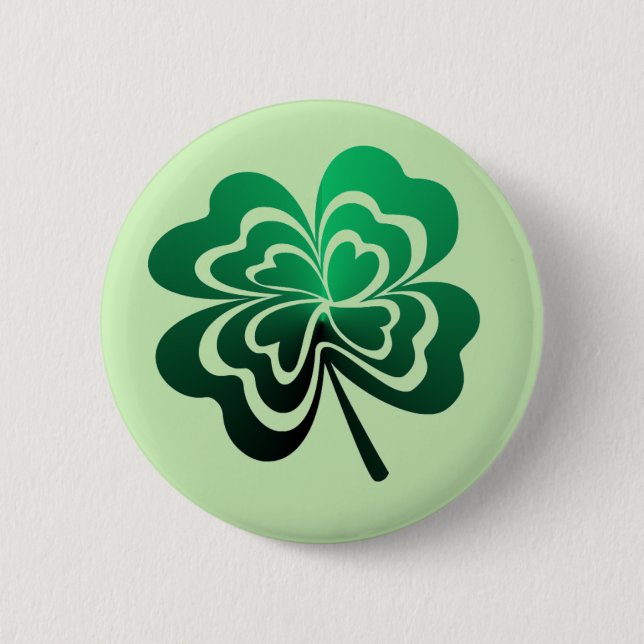 Green Gradient Four Leaf Clover 2 Inch Round Button (Front)