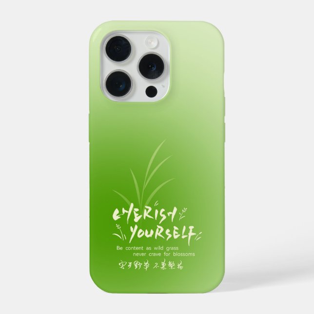 Green Gradient Grass Quote Phone Case (Back)