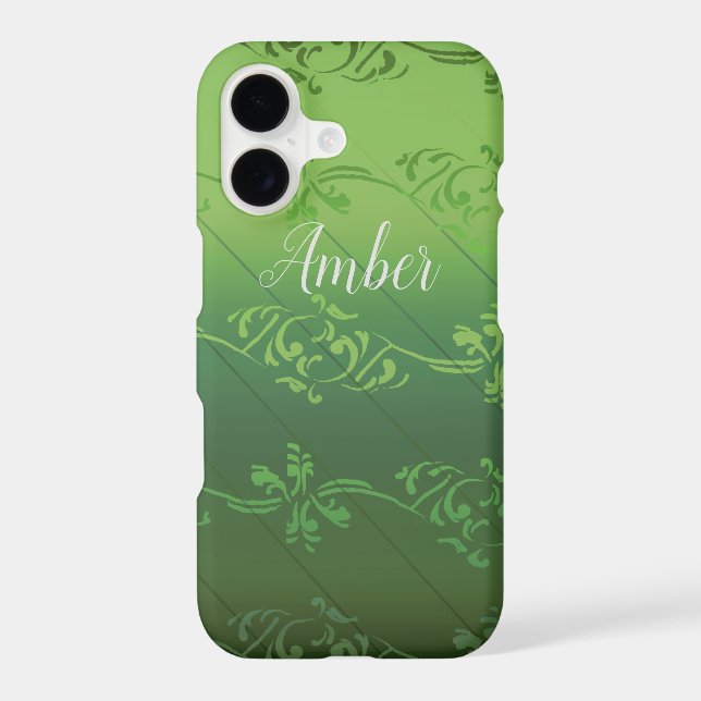 Green Gradient Leaf Pattern Personalized (Back)