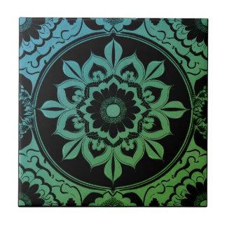 Green Gradient Mandala Ceramic Tile