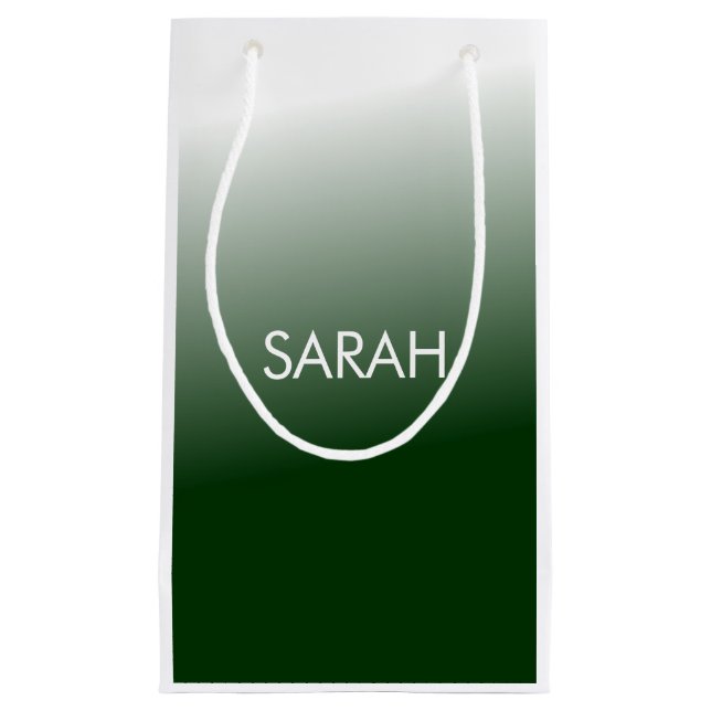 Green Gradient Monogram Small Gift Bag (Front)