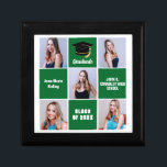Green Graduate 5 Photo Collage Custom Graduation Gift Box<br><div class="desc">A classy custom senior graduate photo collage graduation gift box with classic green squares for a high school senior graduating with the class of 2025. Customize with your senior portrait pictures, school name and graduating for a great personalized graduation present. It features a 5 photograph template separated by white lines....</div>