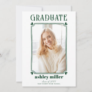 Green GRADUATE Class Of 2025 graduation photo Invitation