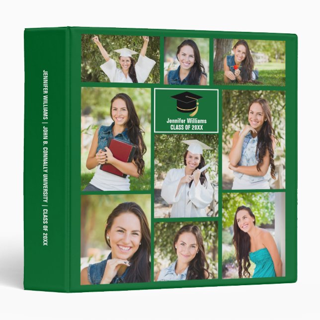 Green Graduate Collage 2025 Graduation Photo Album Binder (Front/Spine)