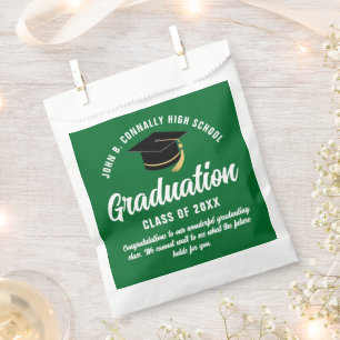 Green Graduate Modern Custom Graduation Party Favour Bag