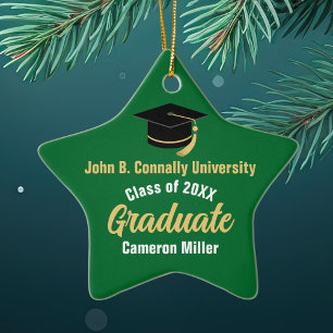 Green Graduate Personalized 2026 Graduation Star Ceramic Ornament