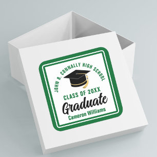 Green Graduate Personalized Graduation Party Square Sticker