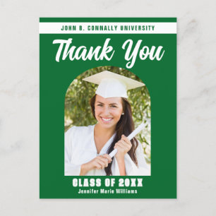 Green Graduate Photo Arch Graduation Thank You Postcard